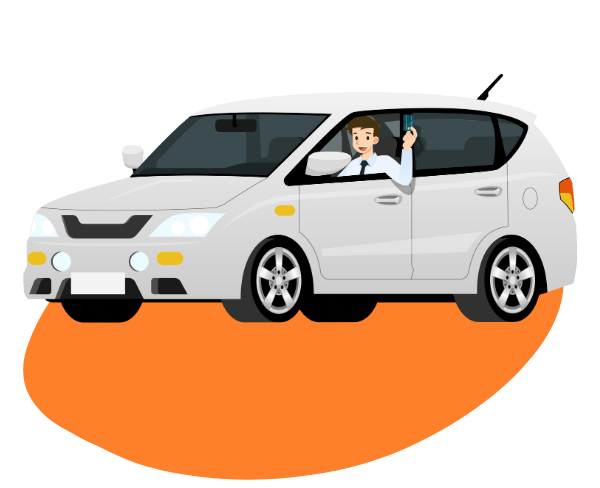 CocheConductor Ilustración de un conductor conduciendo un coche blanco