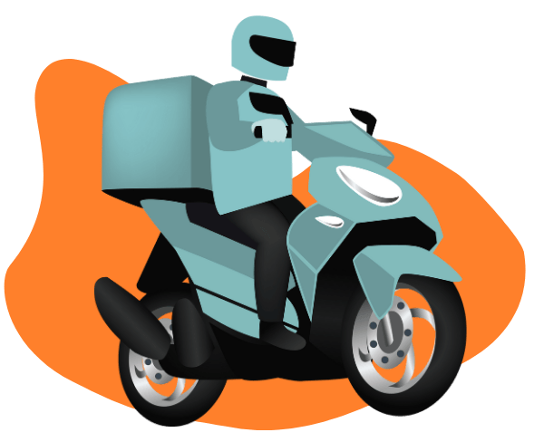 MotoristaVictoria Ilustración de un motorista de reparto