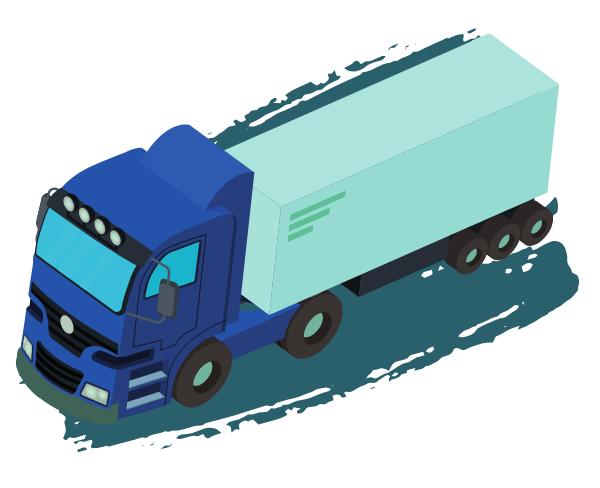TrailerCamion23 Ilustración de un camión azul transportando un tráiler